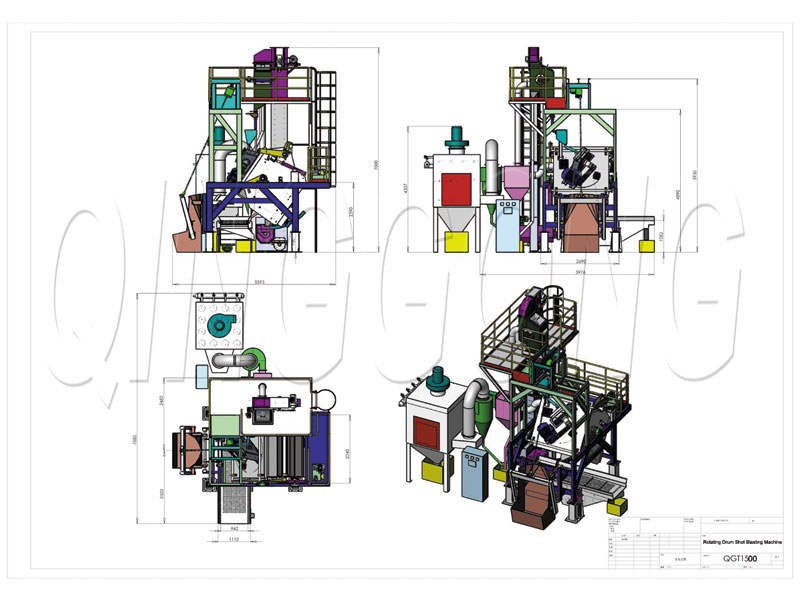Maszyna do obróbki pocisków typu baryłka, rysunek CAD